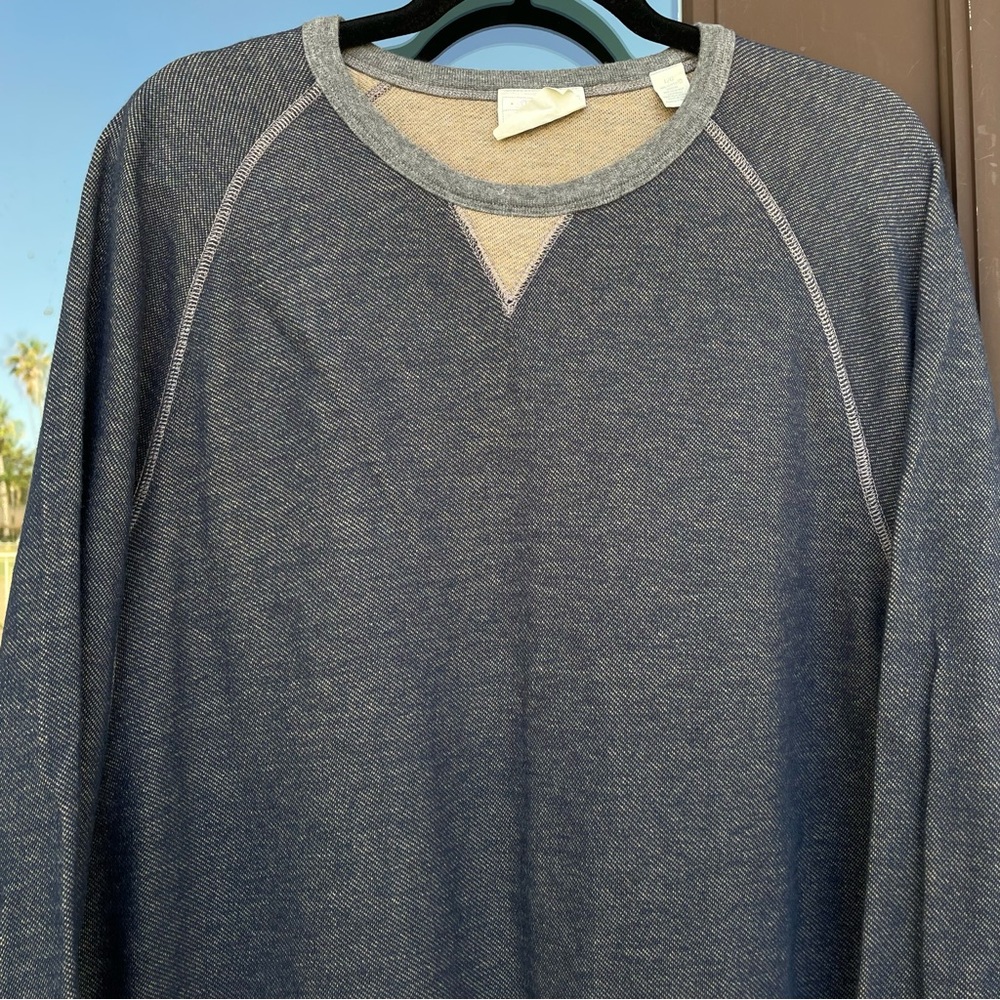 Tommy Bahama Jeans Reversible Blue/Taupe Crew Pullover L